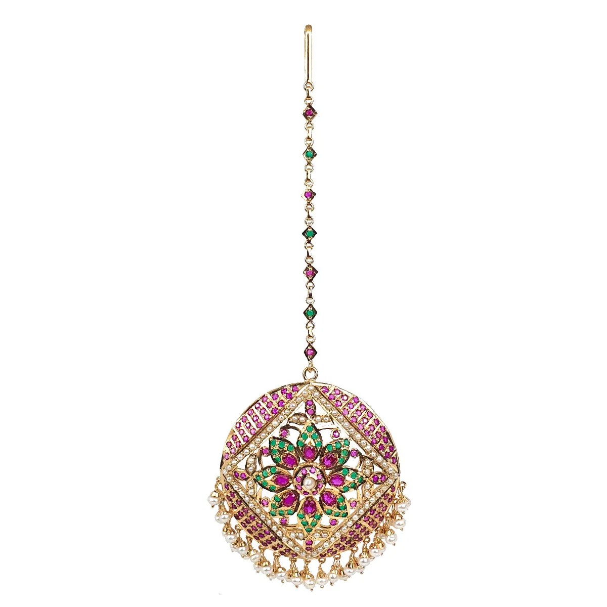 Gold Plated Maang Teeka | Big Round Teeka for Bride | TK 001 - Image 3